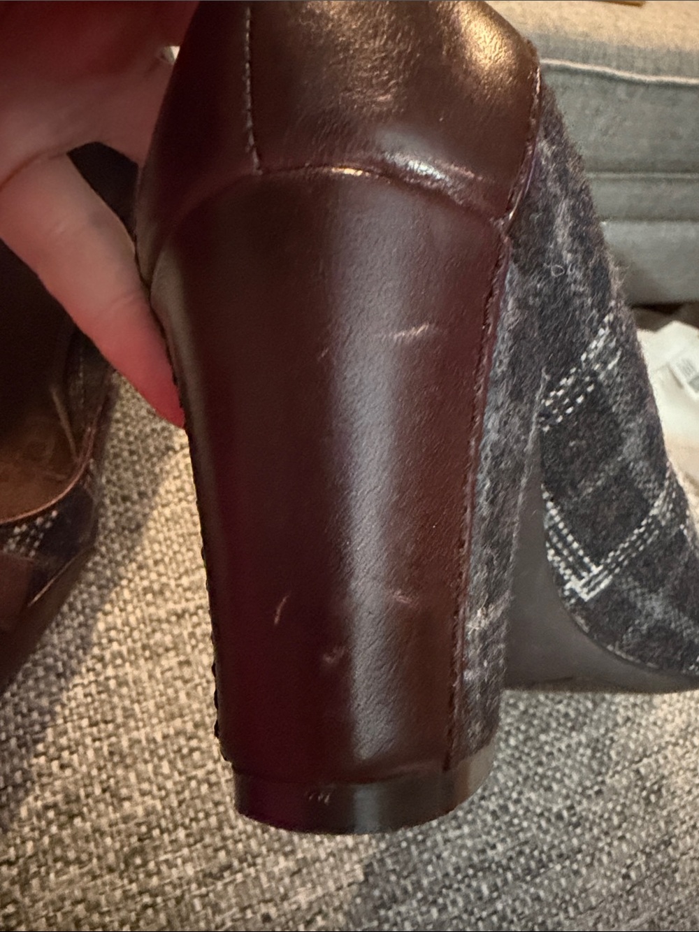 Etienne Aigner Zane Plaid Fabric & Leather
Trim Block Heel Pumps - Size 8M - Picture 14 of 14